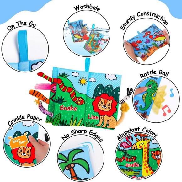 NEW! 2PCS Baby Books 0-6 Months Crinkle Touch Feel Busy Soft Books for Babies - Picture 7 of 7